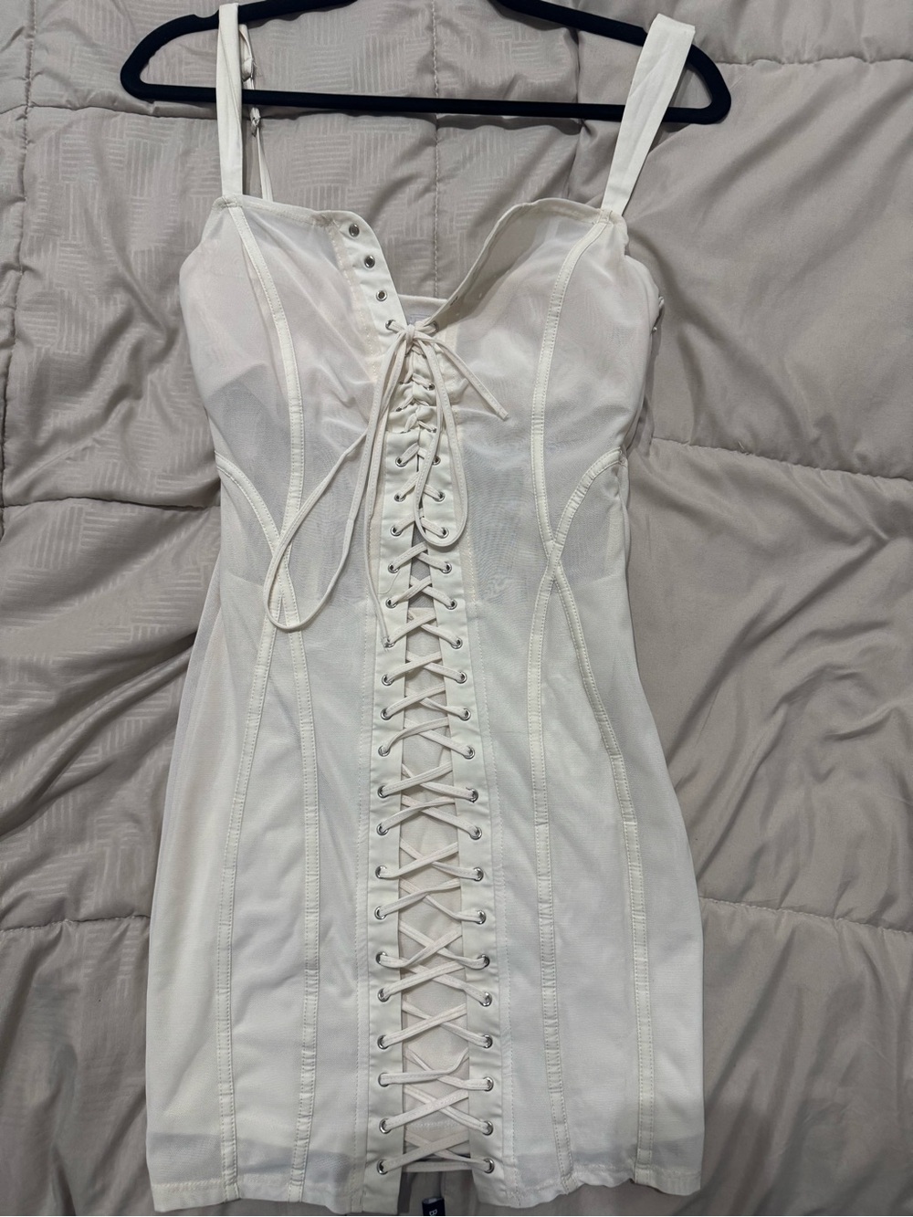 Oh Polly White Lace-Up Corset Mini Dress